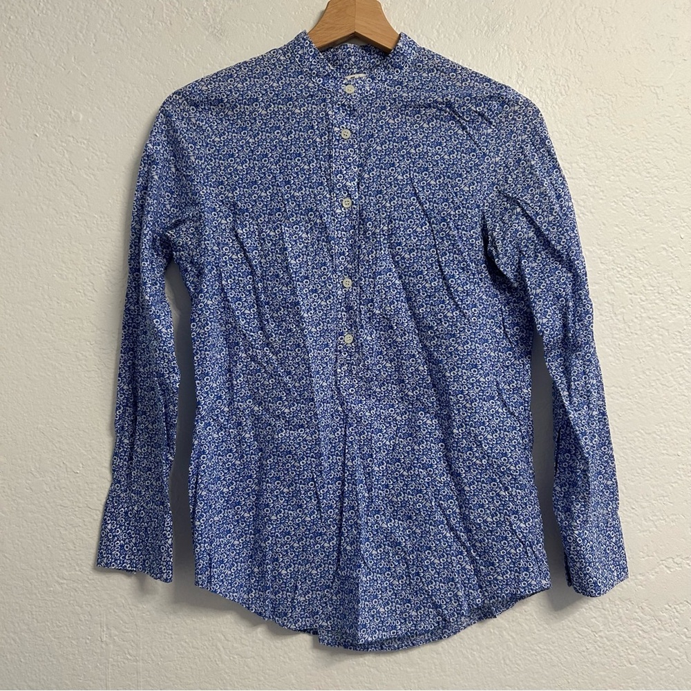 Madewell Floral Print Button-Down Shirt | XS | 100% Cotton | Blue & White